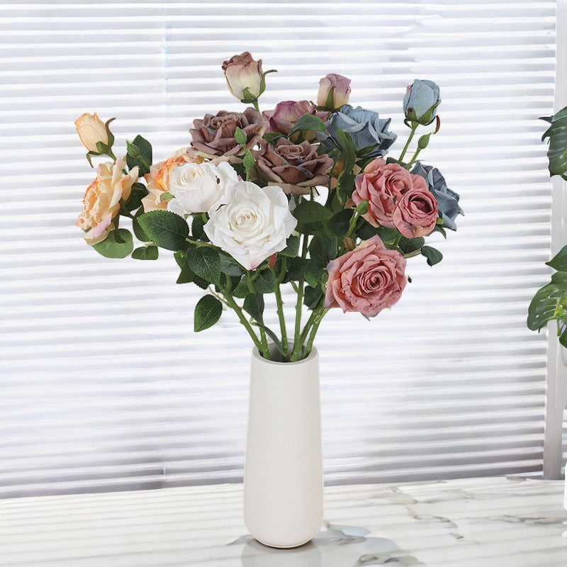 Künstliche Rosen in Ölmalerei-Optik, 54cm, realistisch, für Hochzeiten, Dekoration, Fotografie, 2er Set