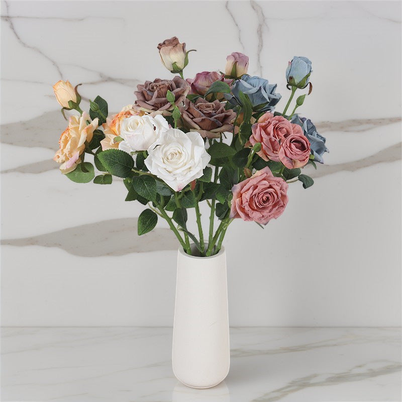 Künstliche Rosen in Ölmalerei-Optik, 54cm, realistisch, für Hochzeiten, Dekoration, Fotografie, 2er Set