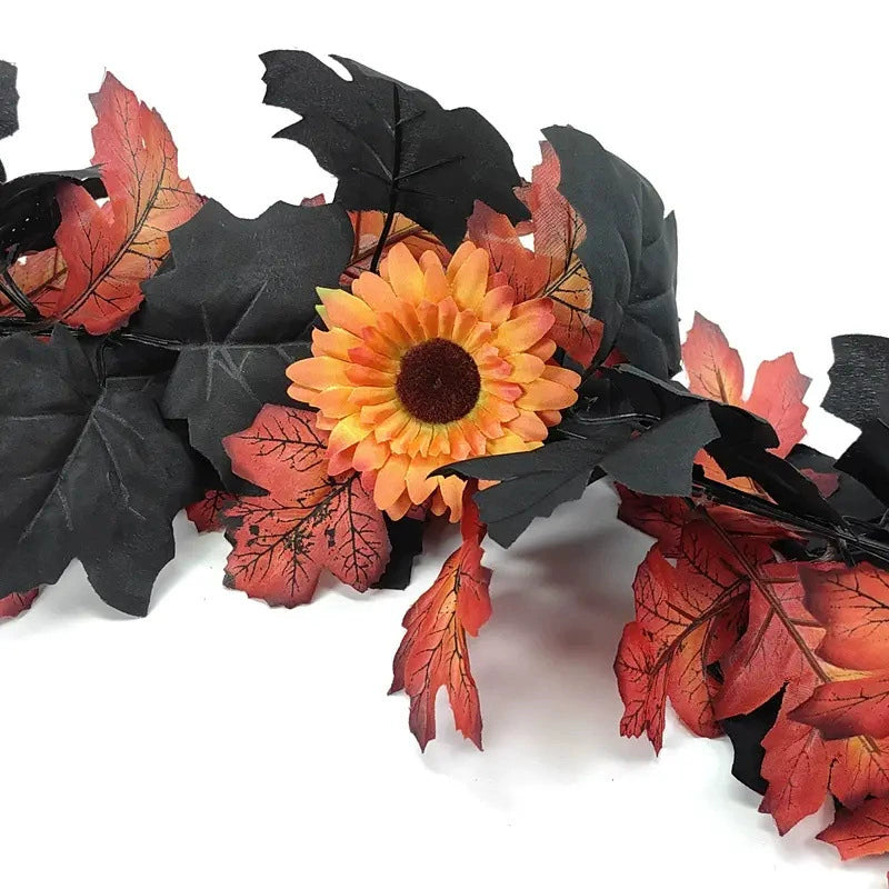 Künstliche Halloween Ranken mit gruseligem Kürbis und Ahornblättern, 200 cm, perfekt für Hochzeiten, Dekorationen und saisonale Anlässe