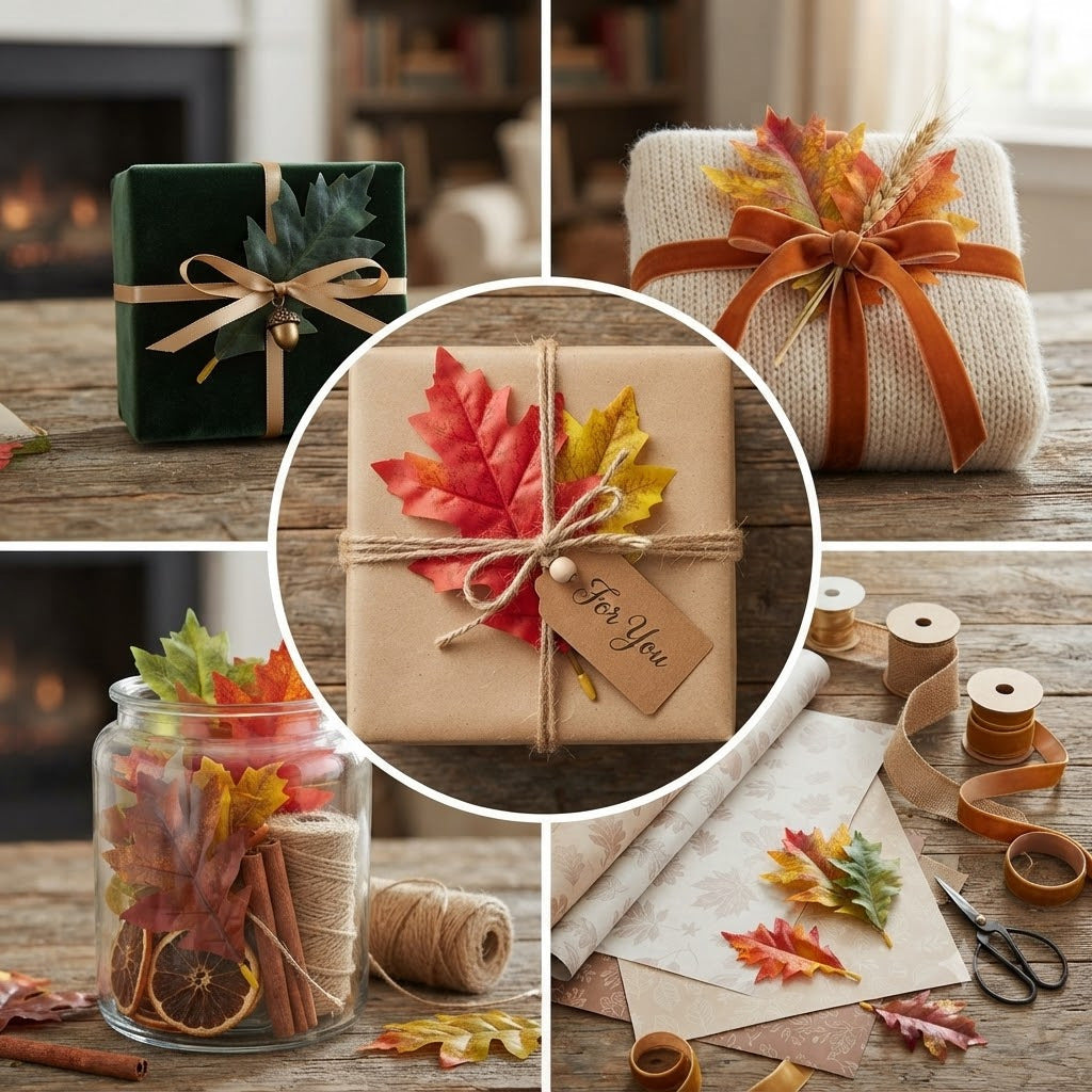 Künstliche Eichenblätter 50er-Pack, 11,5 & 14 cm, Täuschend echte Dekoblätter mit Stiel für Basteln, Herbstdeko, Hochzeit & Floristik