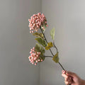 Kunst-Hortensie 54cm in Herbstfarben, Täuschend Echte Kunstblume mit 2 Blütenköpfen (Ø 9/8cm), Ideal für Deko, Hochzeit, Floristik & Gewerbe