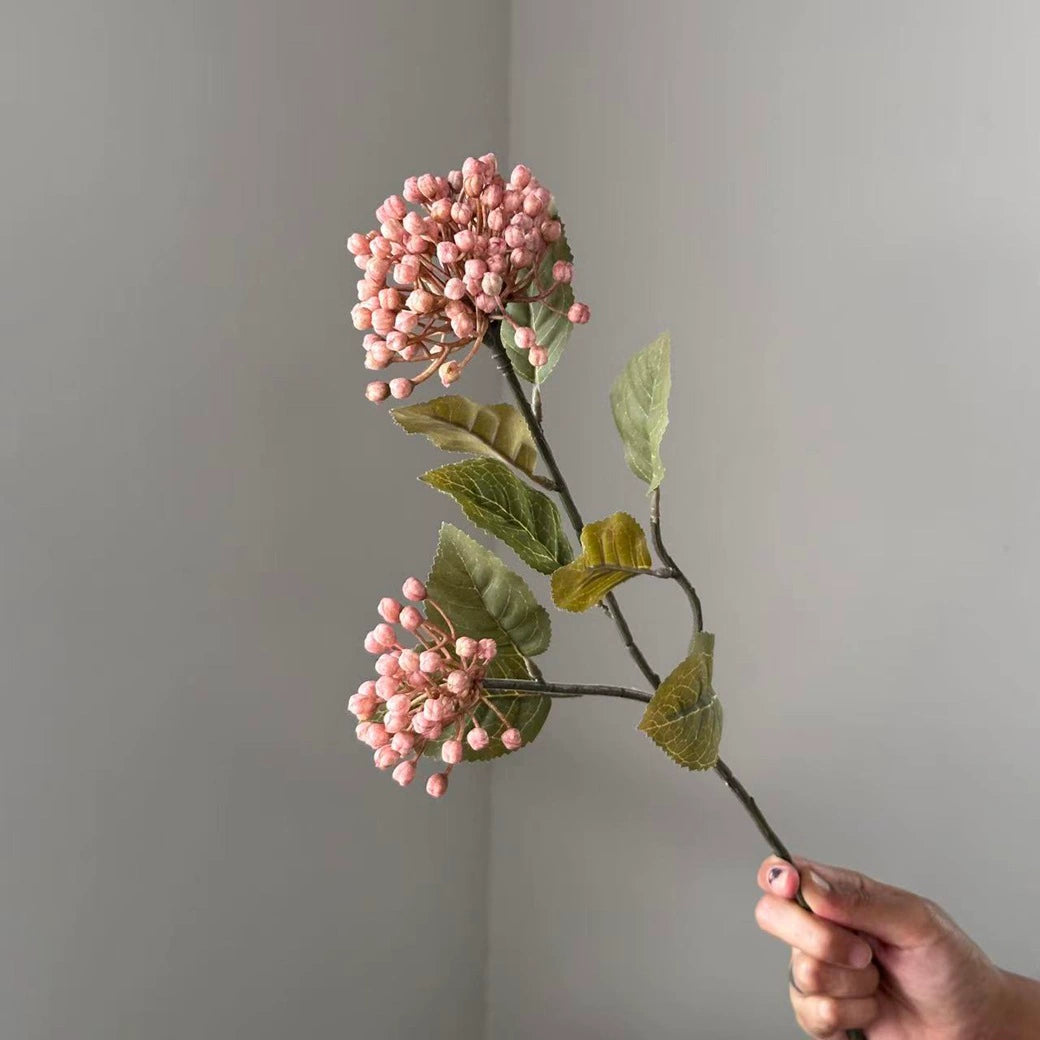 Kunst-Hortensie 54cm in Herbstfarben, Täuschend Echte Kunstblume mit 2 Blütenköpfen (Ø 9/8cm), Ideal für Deko, Hochzeit, Floristik & Gewerbe