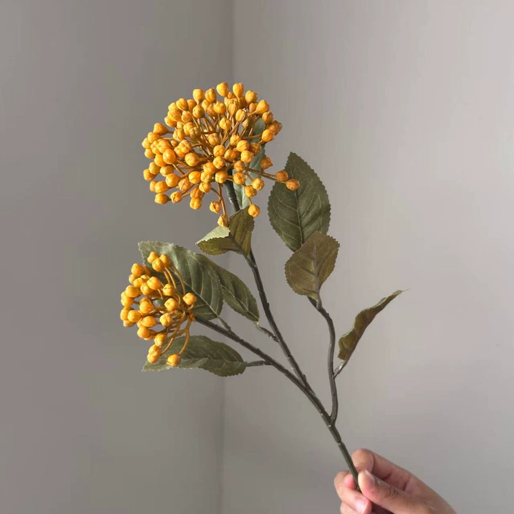 Kunst-Hortensie 54cm in Herbstfarben, Täuschend Echte Kunstblume mit 2 Blütenköpfen (Ø 9/8cm), Ideal für Deko, Hochzeit, Floristik & Gewerbe