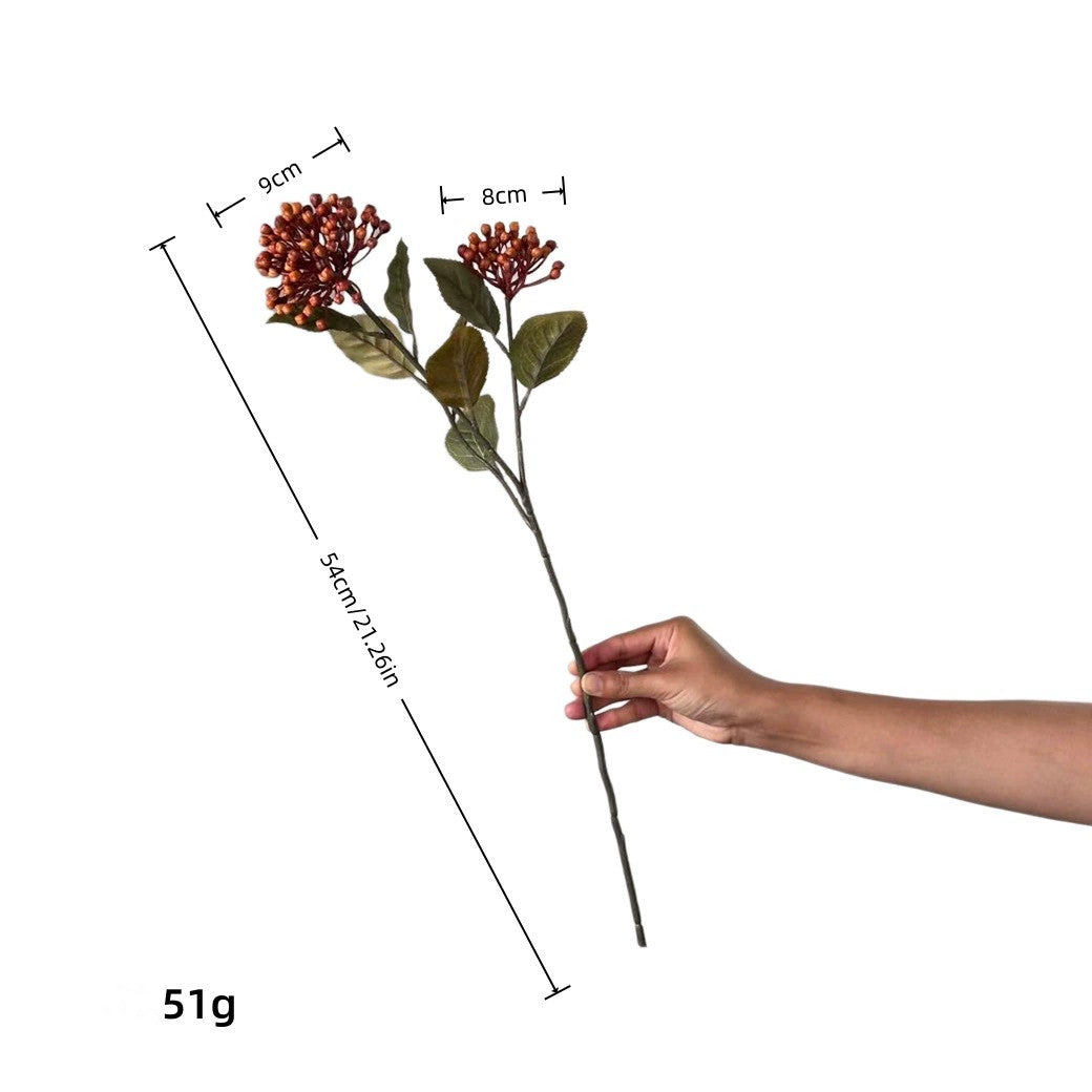 Kunst-Hortensie 54cm in Herbstfarben, Täuschend Echte Kunstblume mit 2 Blütenköpfen (Ø 9/8cm), Ideal für Deko, Hochzeit, Floristik & Gewerbe