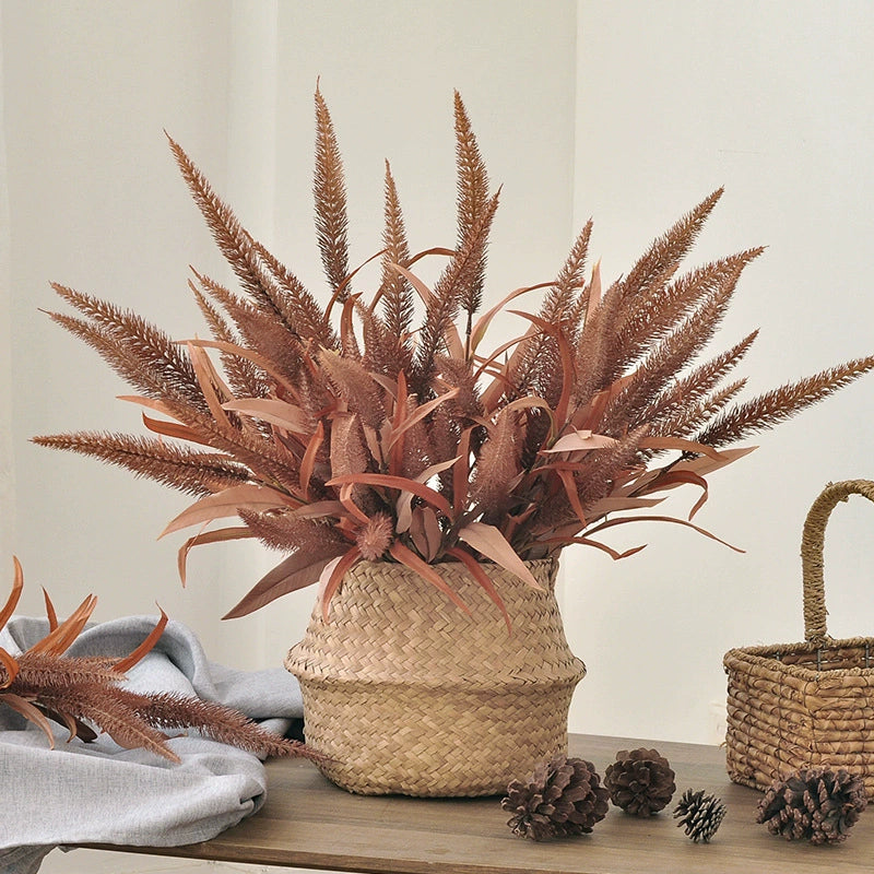 Künstliches Lampenputzergras 70 cm, Deko Fuchsschwanzgras in Herbstfarben, Täuschend Echte Kunstpflanze für Vase, Hochzeit, Gestecke, Raumdeko