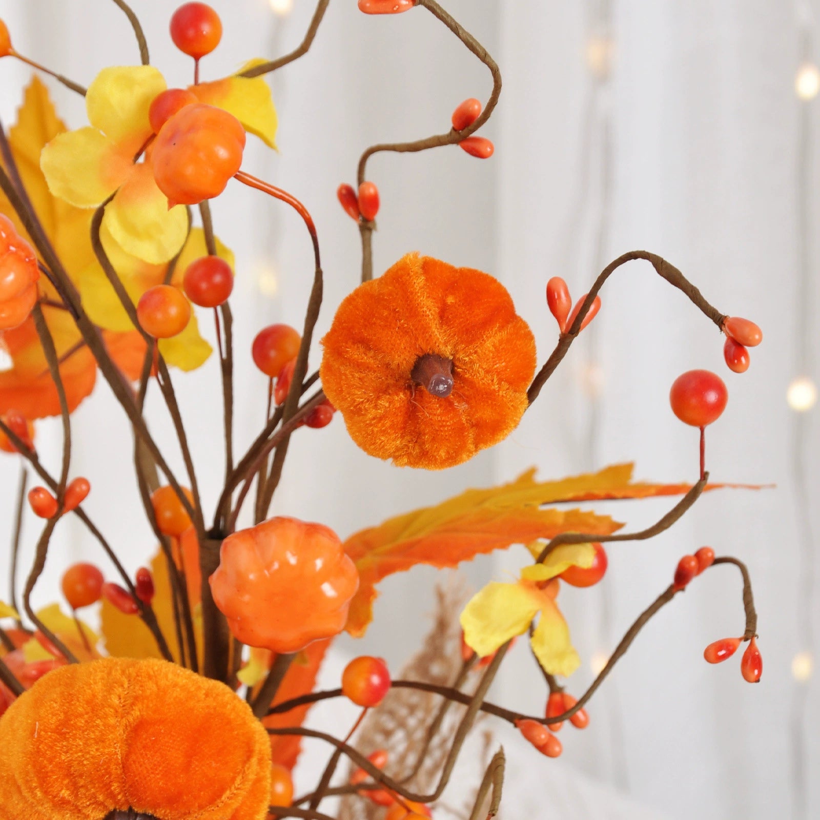 Künstlicher Herbstbaum 40 cm, Premium Tischdeko mit Kürbis, Ahorn & Beeren, Lebensechte Herbstdekoration für Erntedank, Gastronomie & Events