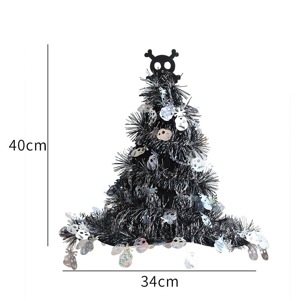 Hexenhut Halloween Dekoration, 40 cm Spitzhut mit Glitzer-Lametta, Deko in Silber oder Orange, für Party, Garten, Haustür, Schaufenster