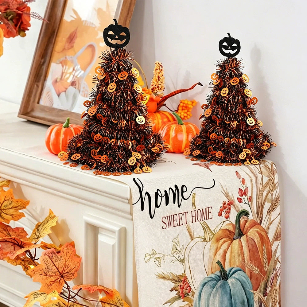 Hexenhut Halloween Dekoration, 40 cm Spitzhut mit Glitzer-Lametta, Deko in Silber oder Orange, für Party, Garten, Haustür, Schaufenster