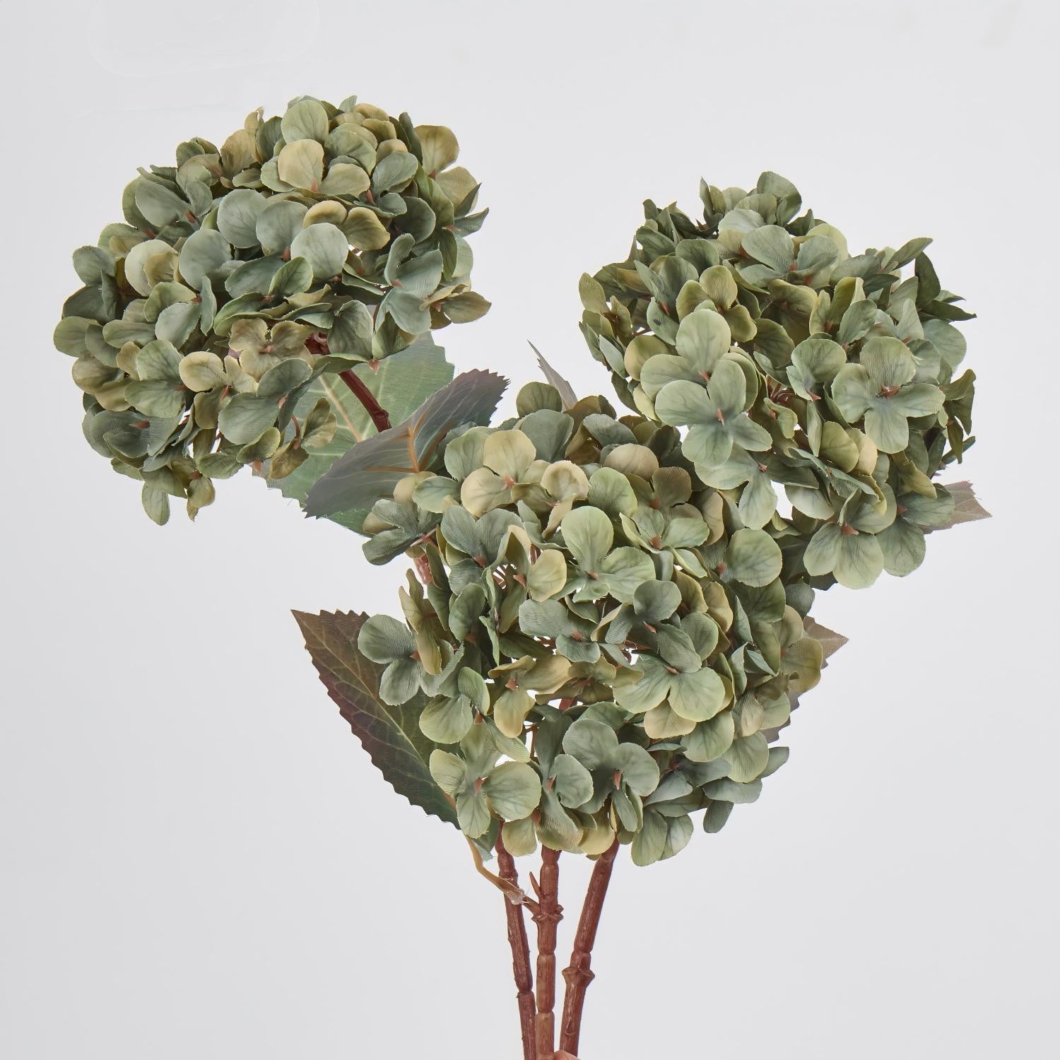 3er Set Herbst-Hortensien, realistische Seidenblumen, Höhe 40cm, Durchmesser 15cm, ideal für Hochzeiten, Dekoration und Floristik