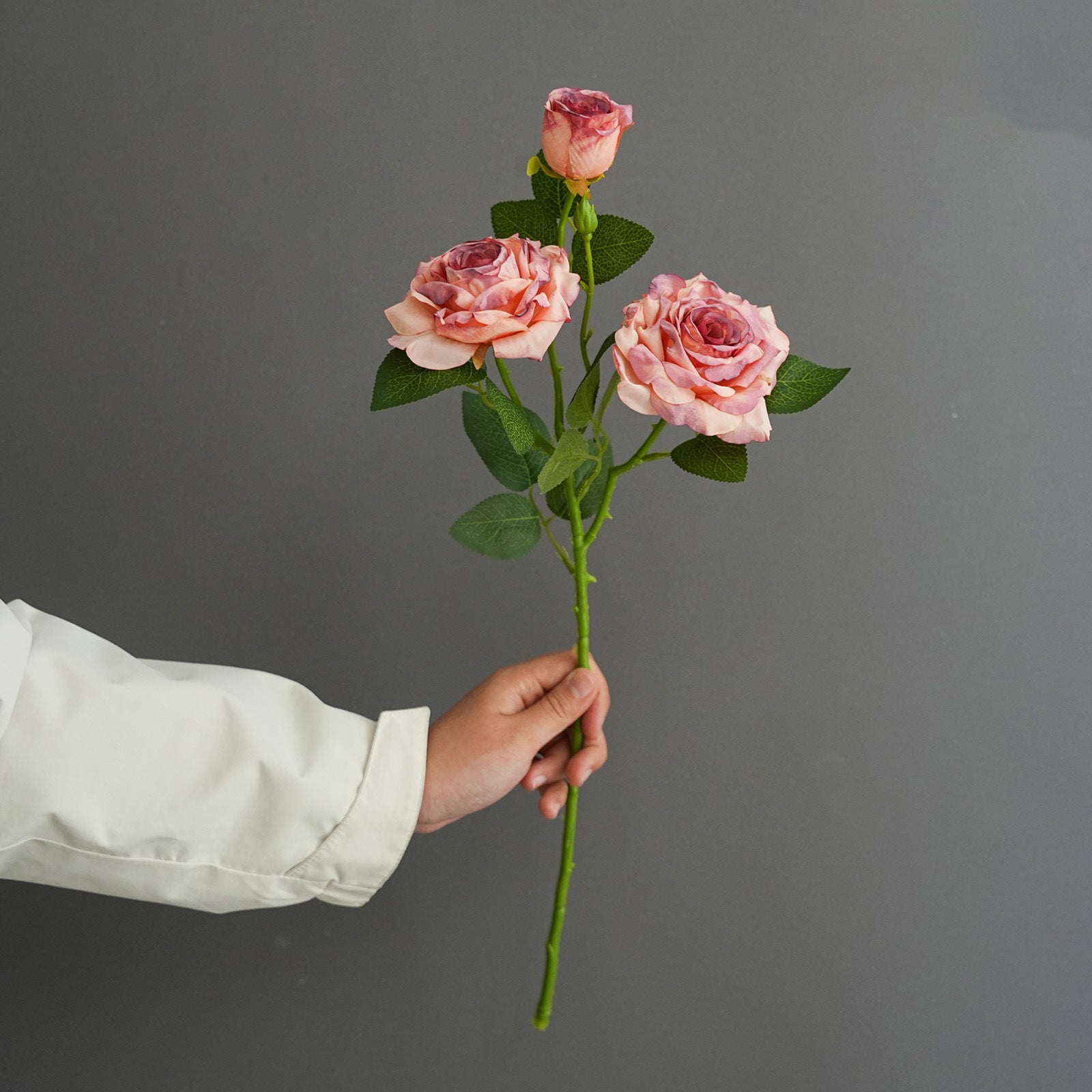 Faux-Blüten Rosenstrauß, 53 cm, realistisch, Vintage-Stil, Hochzeitsdekoration, Wohnaccessoire, Café, Restaurant, Einzelhandel