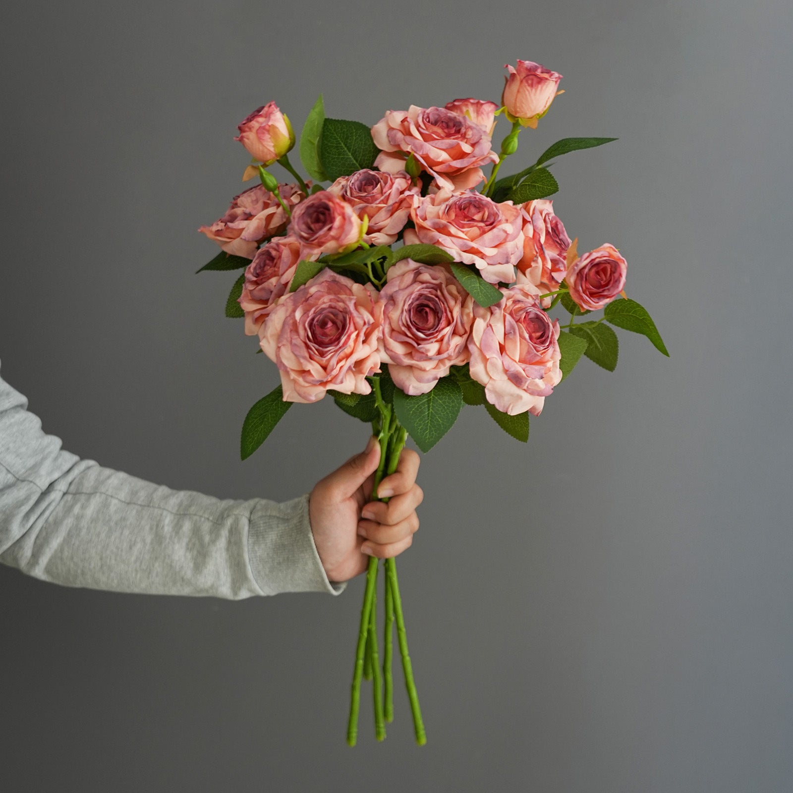 Faux-Blüten Rosenstrauß, 53 cm, realistisch, Vintage-Stil, Hochzeitsdekoration, Wohnaccessoire, Café, Restaurant, Einzelhandel