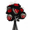 5er Set Künstliche Rosen, langstielig (ca. 50 cm), Schwarz & Rot, Täuschend Echte Gothic Deko für Hochzeit, Halloween, Events & Floristik