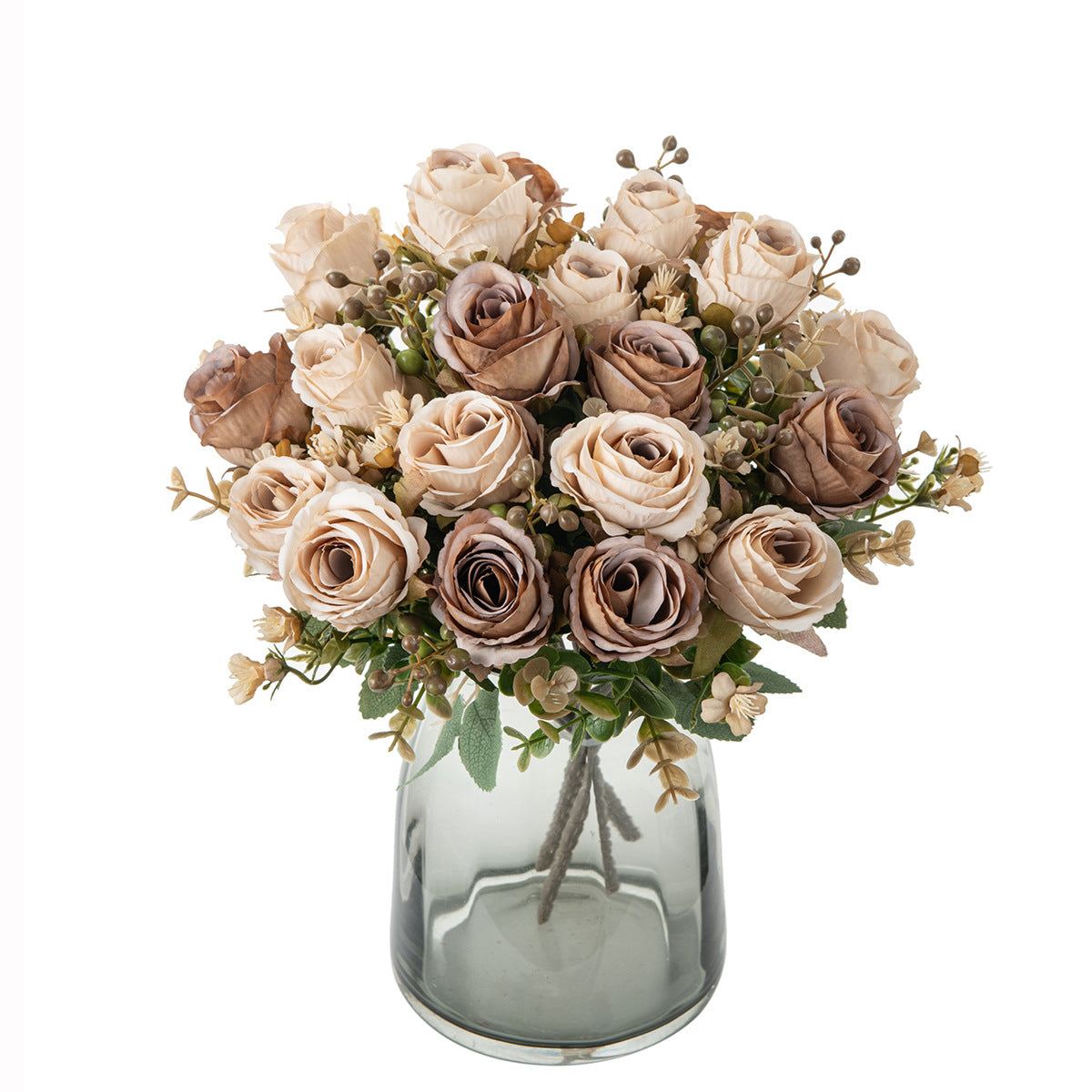 Künstliche herbstliche klassische Rosen, 31cm lang, 16cm breit, 5 Blütenköpfe, perfekt für Hochzeiten, Heimdekoration, Cafés, Hotels