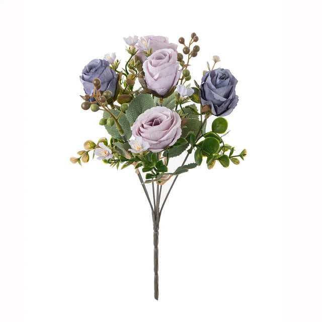 Künstliche herbstliche klassische Rosen, 31cm lang, 16cm breit, 5 Blütenköpfe, perfekt für Hochzeiten, Heimdekoration, Cafés, Hotels