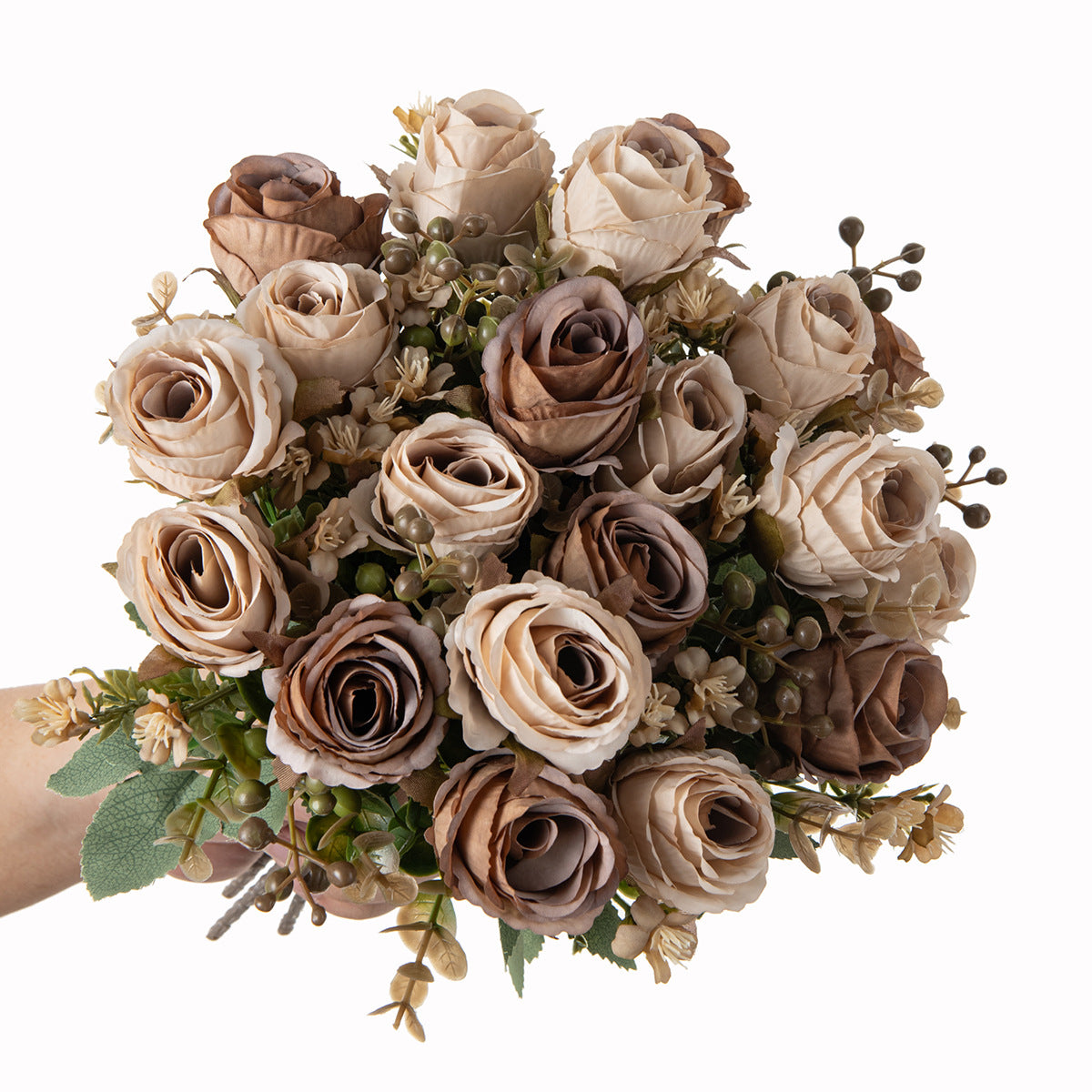 Künstliche herbstliche klassische Rosen, 31cm lang, 16cm breit, 5 Blütenköpfe, perfekt für Hochzeiten, Heimdekoration, Cafés, Hotels