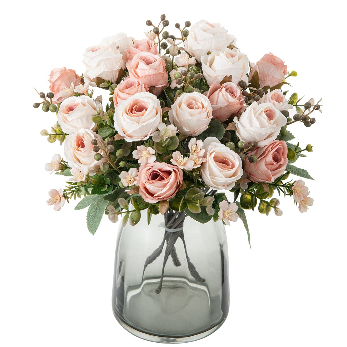 Künstliche herbstliche klassische Rosen, 31cm lang, 16cm breit, 5 Blütenköpfe, perfekt für Hochzeiten, Heimdekoration, Cafés, Hotels