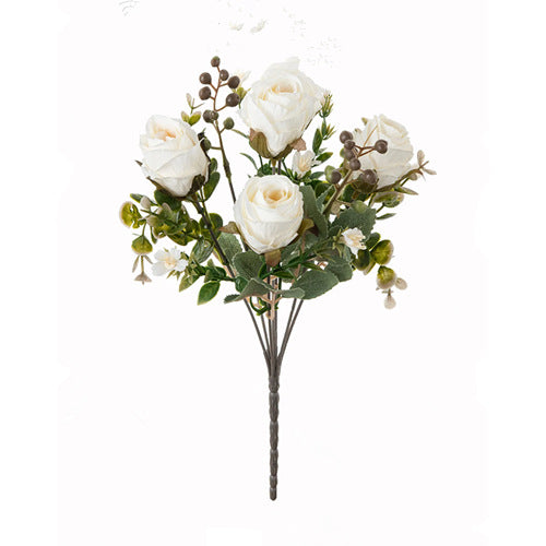 Künstliche herbstliche klassische Rosen, 31cm lang, 16cm breit, 5 Blütenköpfe, perfekt für Hochzeiten, Heimdekoration, Cafés, Hotels