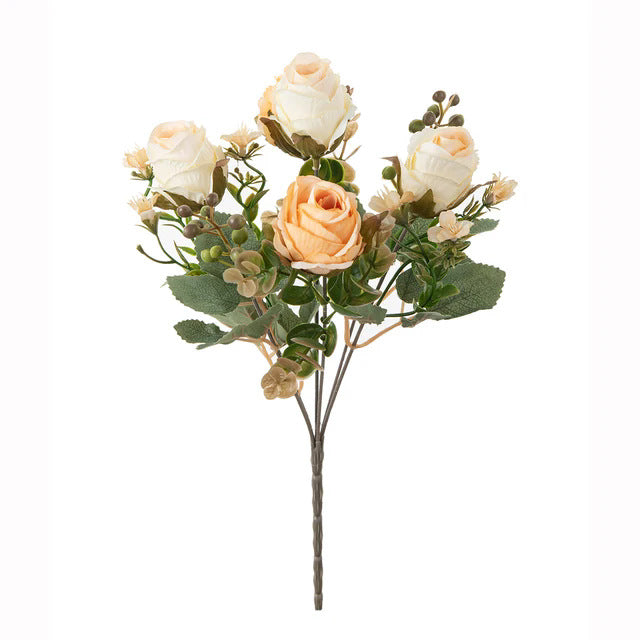 Künstliche herbstliche klassische Rosen, 31cm lang, 16cm breit, 5 Blütenköpfe, perfekt für Hochzeiten, Heimdekoration, Cafés, Hotels