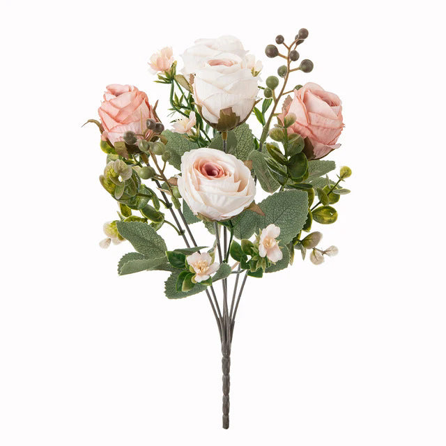 Künstliche herbstliche klassische Rosen, 31cm lang, 16cm breit, 5 Blütenköpfe, perfekt für Hochzeiten, Heimdekoration, Cafés, Hotels