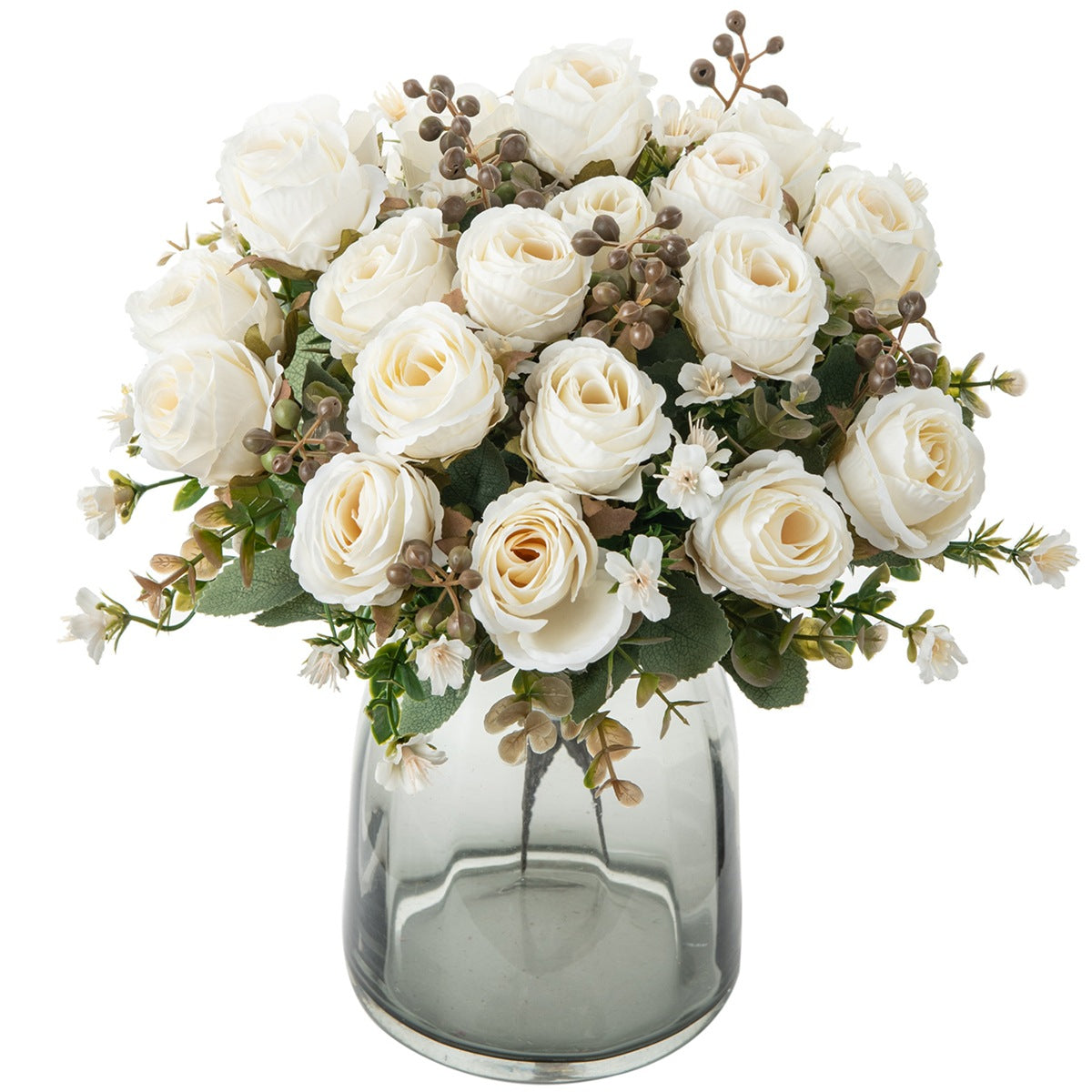 Künstliche herbstliche klassische Rosen, 31cm lang, 16cm breit, 5 Blütenköpfe, perfekt für Hochzeiten, Heimdekoration, Cafés, Hotels