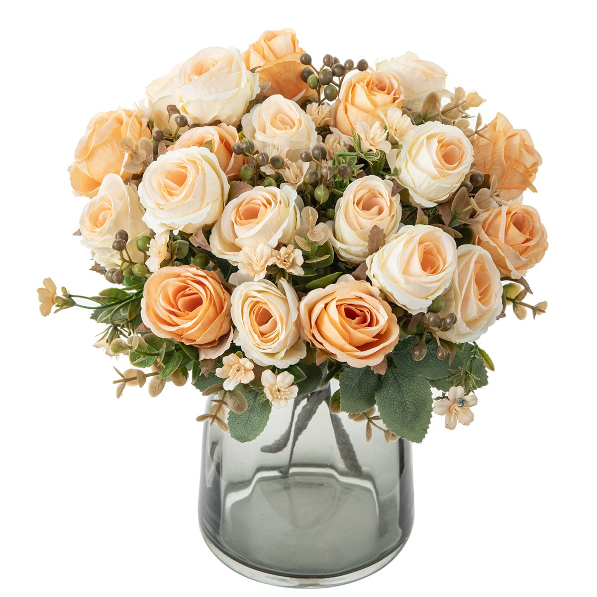 Künstliche herbstliche klassische Rosen, 31cm lang, 16cm breit, 5 Blütenköpfe, perfekt für Hochzeiten, Heimdekoration, Cafés, Hotels