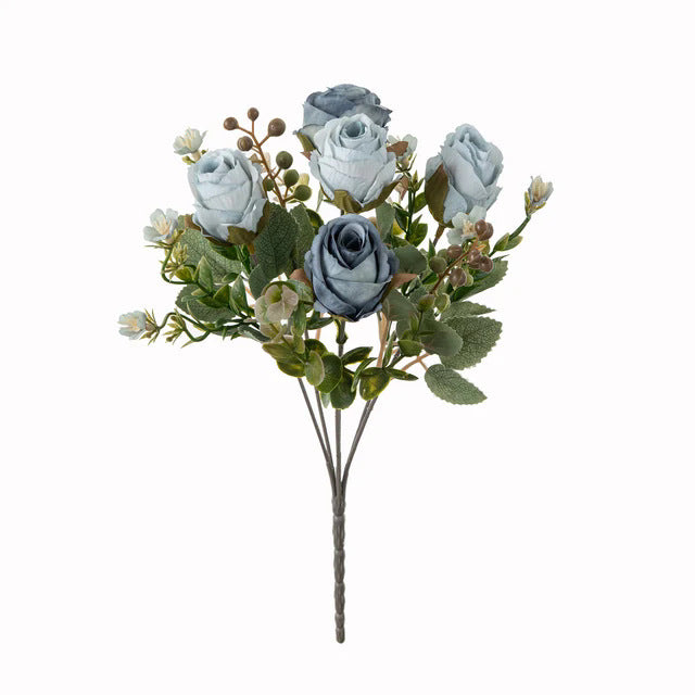 Künstliche herbstliche klassische Rosen, 31cm lang, 16cm breit, 5 Blütenköpfe, perfekt für Hochzeiten, Heimdekoration, Cafés, Hotels