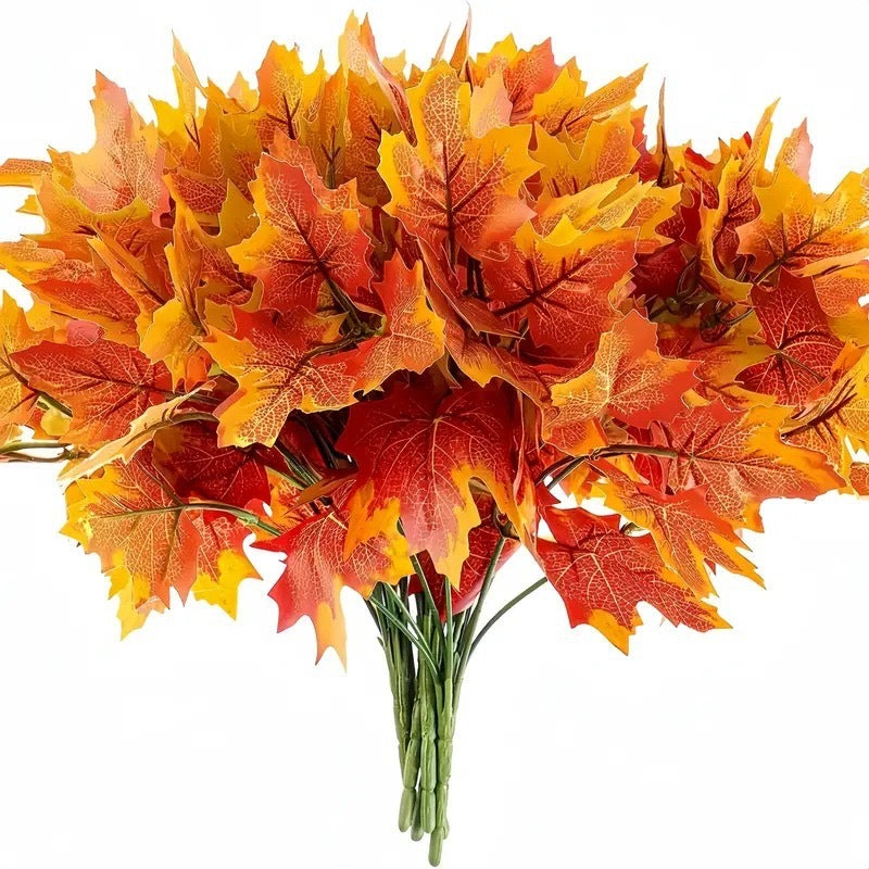 Künstliche Ahornblätter 2er-Set, 30 cm, Realistische Ahorn-Zweige für Herbstdeko, Tischdeko, Gestecke & Hochzeit, Kunstblätter