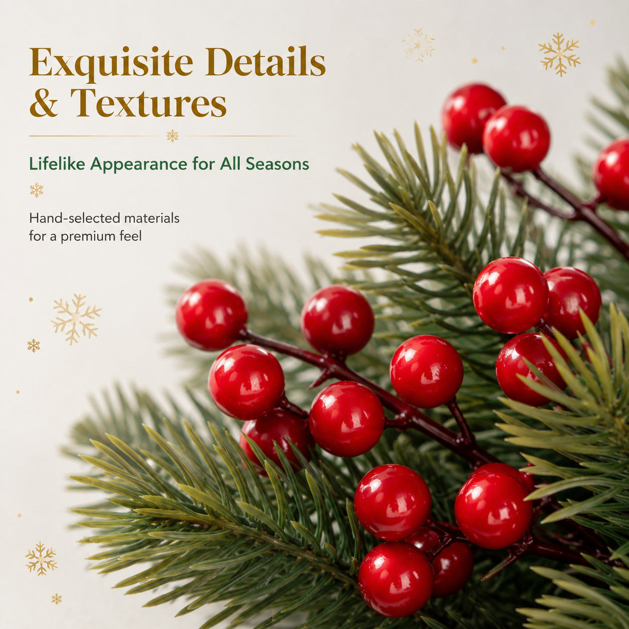 Künstliche Beeren Zweige (2er-Set, 36/31 cm), Realistischer Deko-Strauß mit roten Beeren für Vase, Herbst & Weihnachten, Gestecke