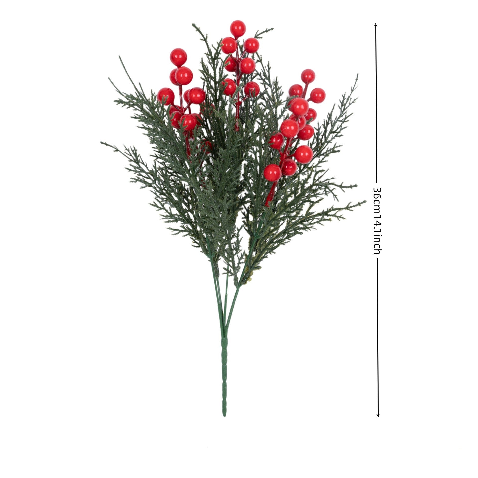 Künstliche Beeren Zweige (2er-Set, 36/31 cm), Realistischer Deko-Strauß mit roten Beeren für Vase, Herbst & Weihnachten, Gestecke