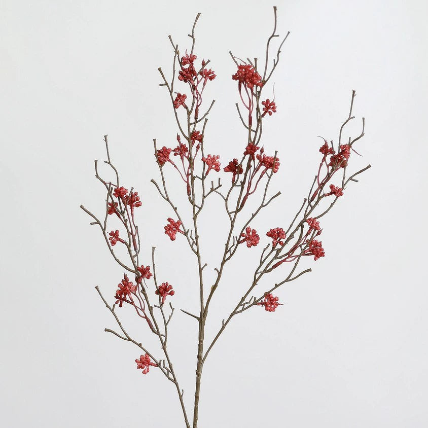 Faux Zweig mit Beeren, 88 cm, realistische Optik, ideal für Hochzeiten, Cafés, Wohnaccessoires, saisonale Dekoration