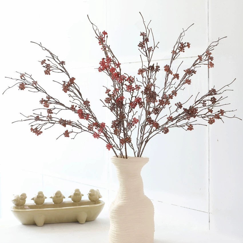 Faux Zweig mit Beeren, 88 cm, realistische Optik, ideal für Hochzeiten, Cafés, Wohnaccessoires, saisonale Dekoration
