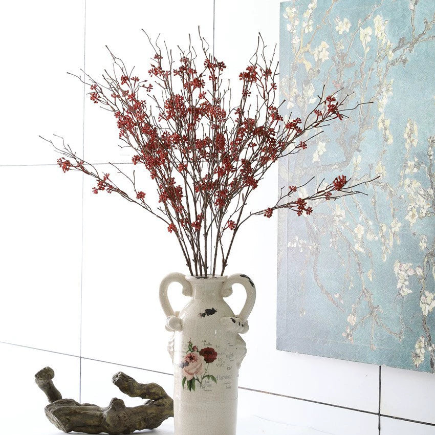 Faux Zweig mit Beeren, 88 cm, realistische Optik, ideal für Hochzeiten, Cafés, Wohnaccessoires, saisonale Dekoration
