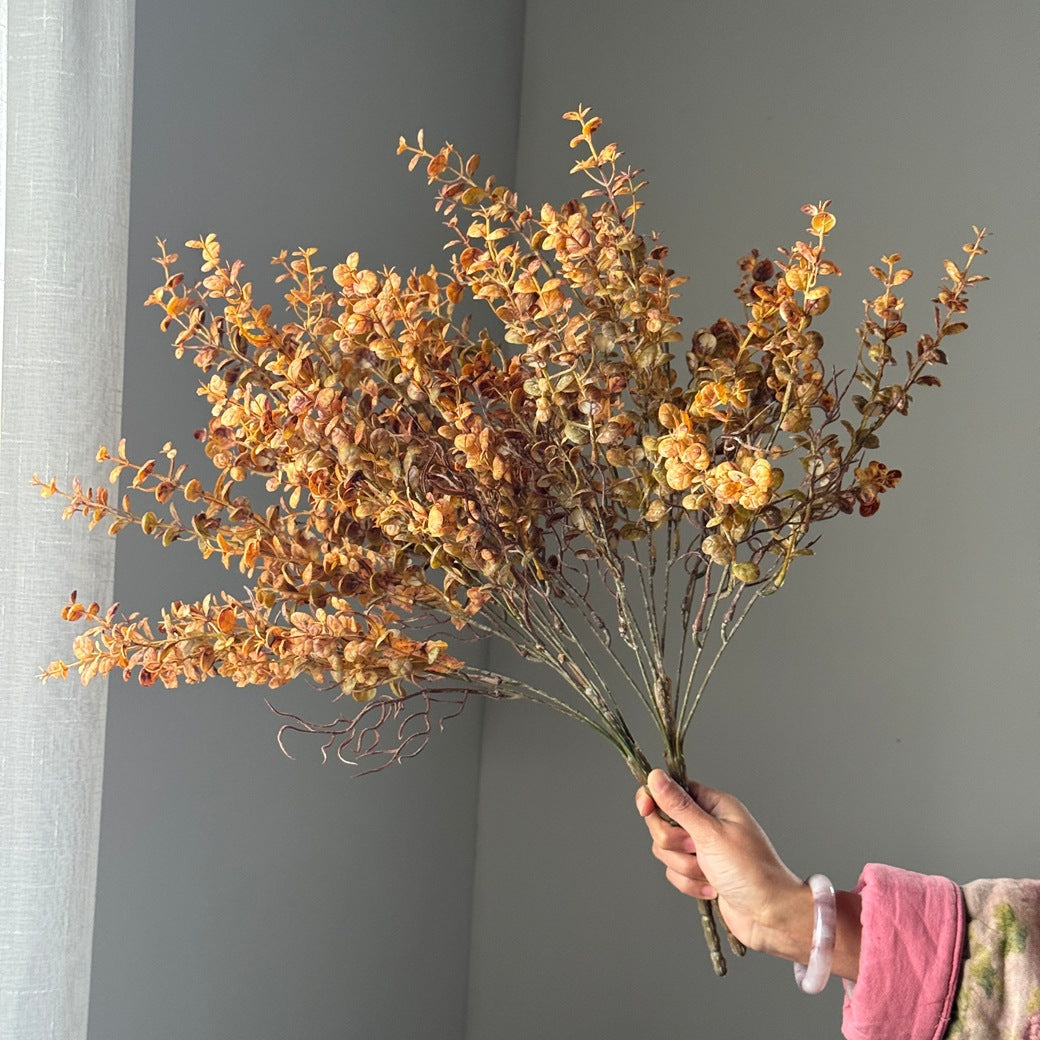 Eukalyptus Zweig künstlich 60 cm, Vintage Schneeflocken Eukalyptus, realistischer Kunstzweig für Vase, Hochzeit Deko, Gestecke & Floristik