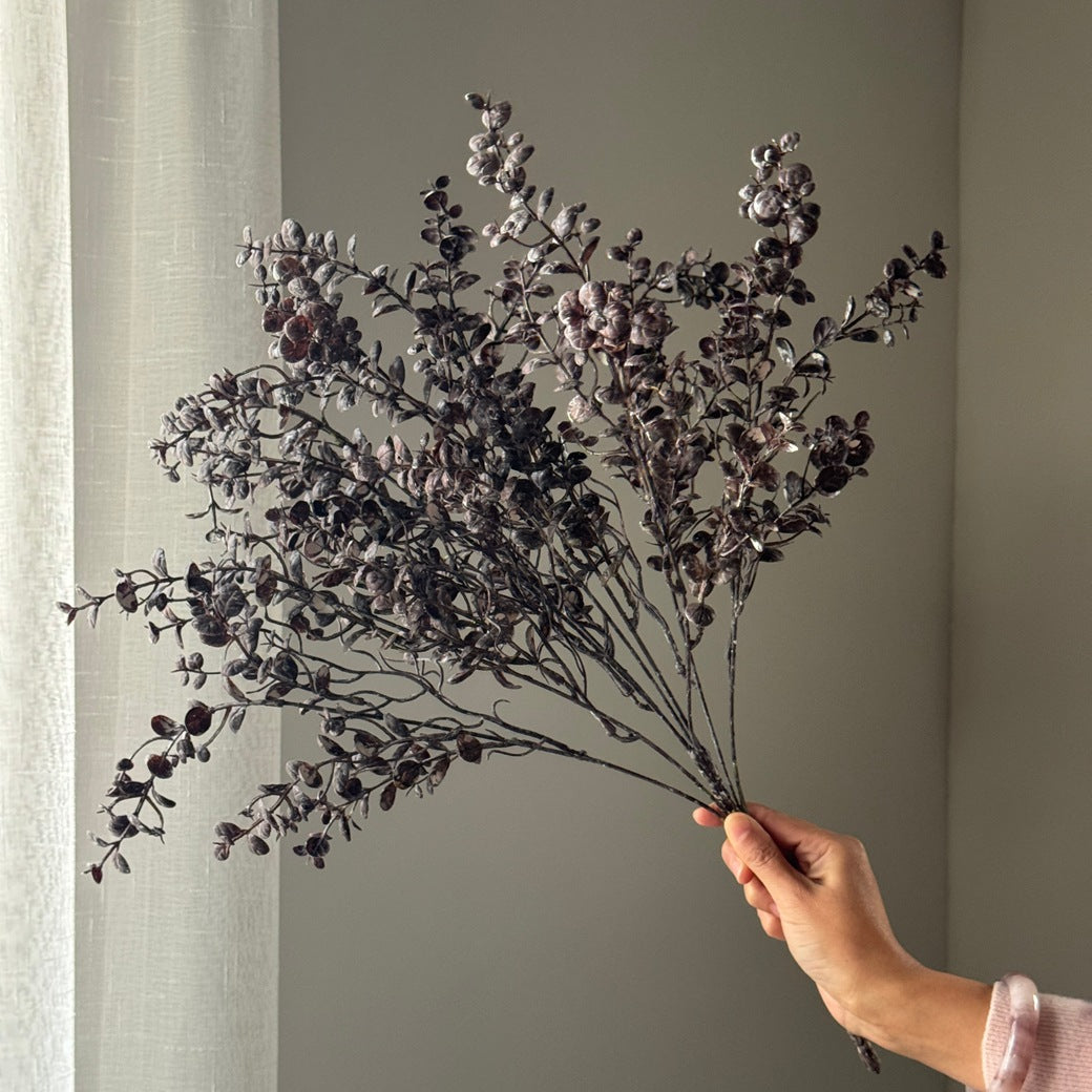 Eukalyptus Zweig künstlich 60 cm, Vintage Schneeflocken Eukalyptus, realistischer Kunstzweig für Vase, Hochzeit Deko, Gestecke & Floristik
