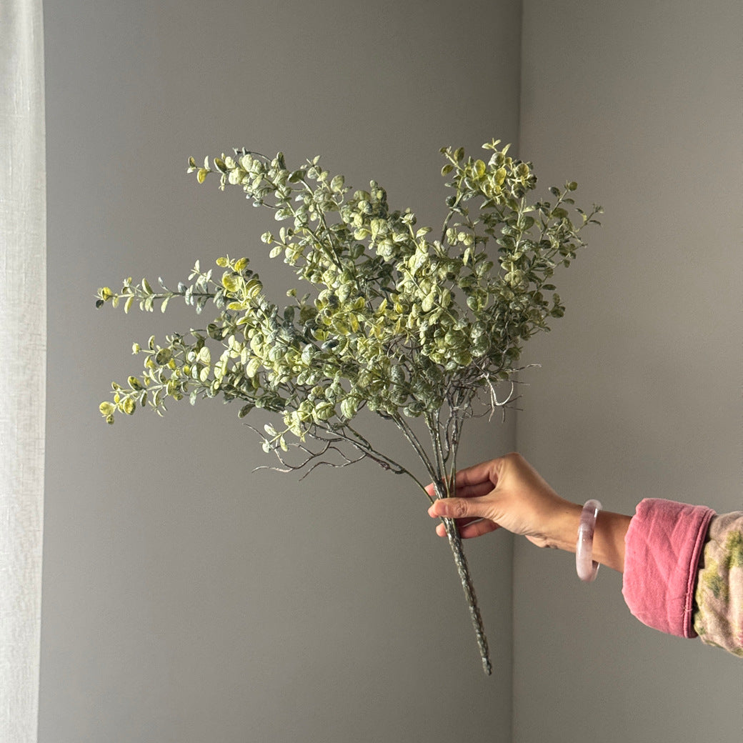 Eukalyptus Zweig künstlich 60 cm, Vintage Schneeflocken Eukalyptus, realistischer Kunstzweig für Vase, Hochzeit Deko, Gestecke & Floristik
