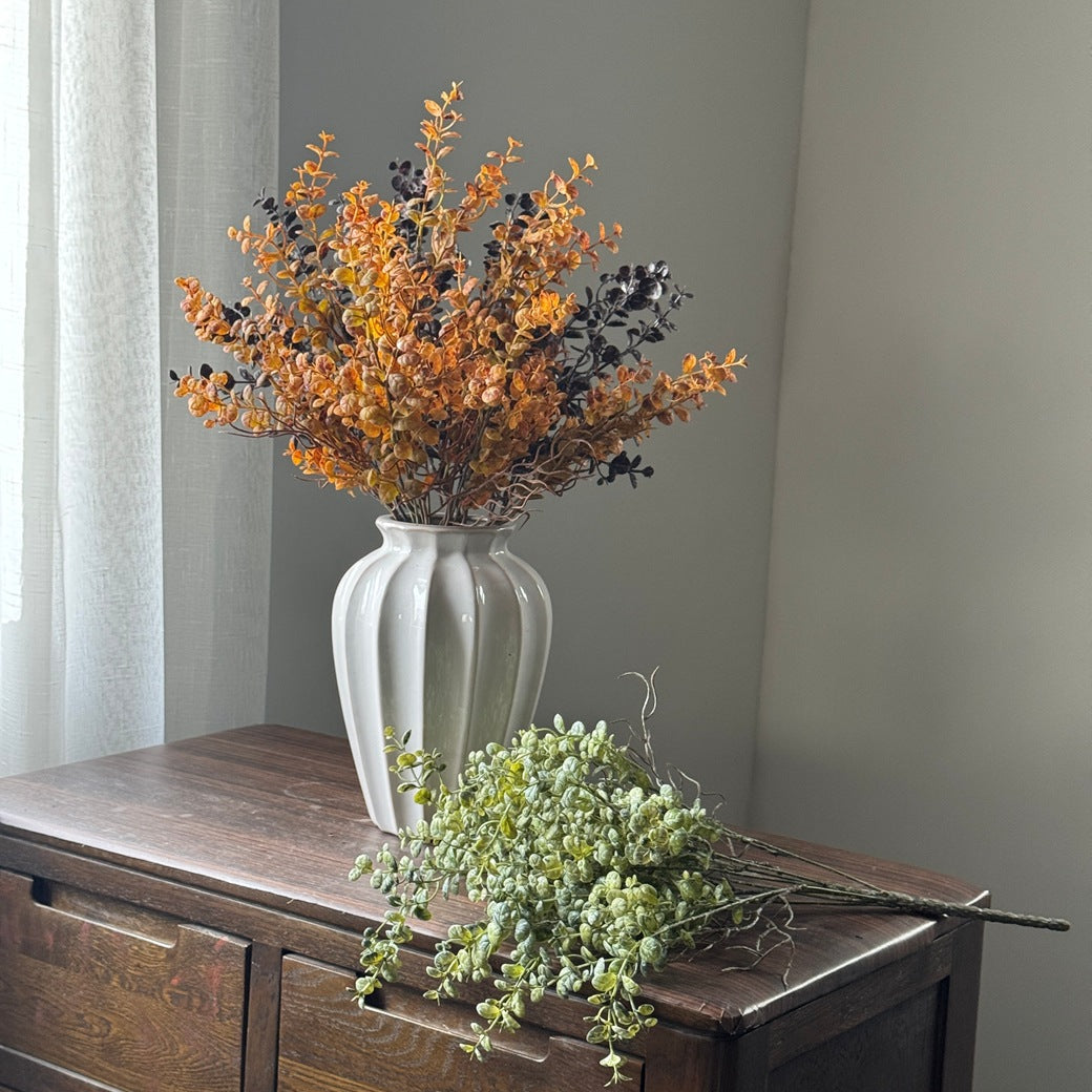 Eukalyptus Zweig künstlich 60 cm, Vintage Schneeflocken Eukalyptus, realistischer Kunstzweig für Vase, Hochzeit Deko, Gestecke & Floristik