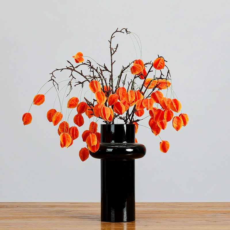 Fauxfrucht Zweig mit Laternenbeeren, 58 cm, realistisch, in Gelb, Grün, Rot, ideal für Hochzeiten, Dekoration, Innenräume