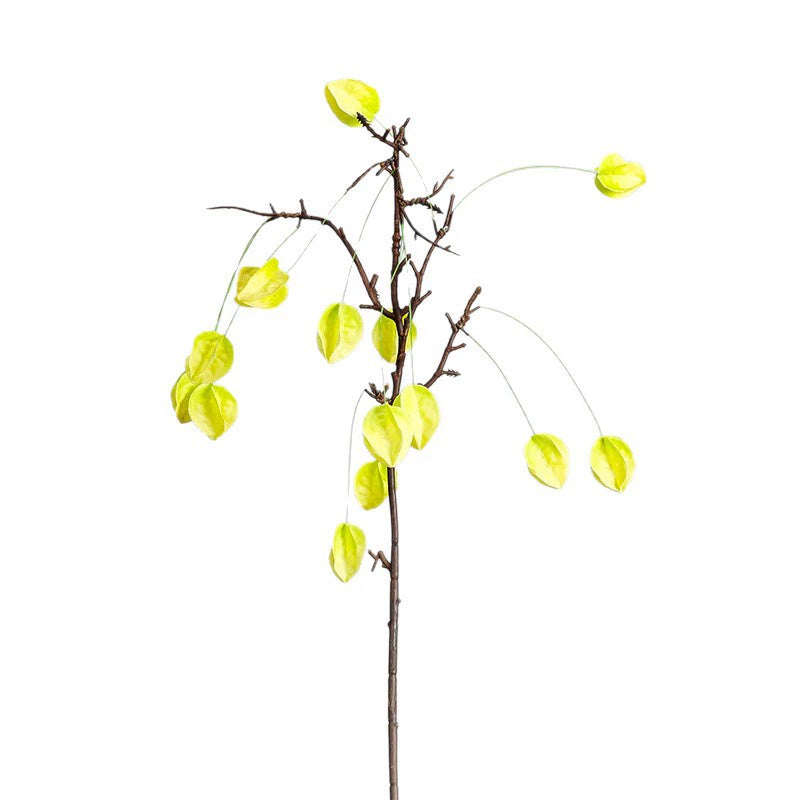 Fauxfrucht Zweig mit Laternenbeeren, 58 cm, realistisch, in Gelb, Grün, Rot, ideal für Hochzeiten, Dekoration, Innenräume
