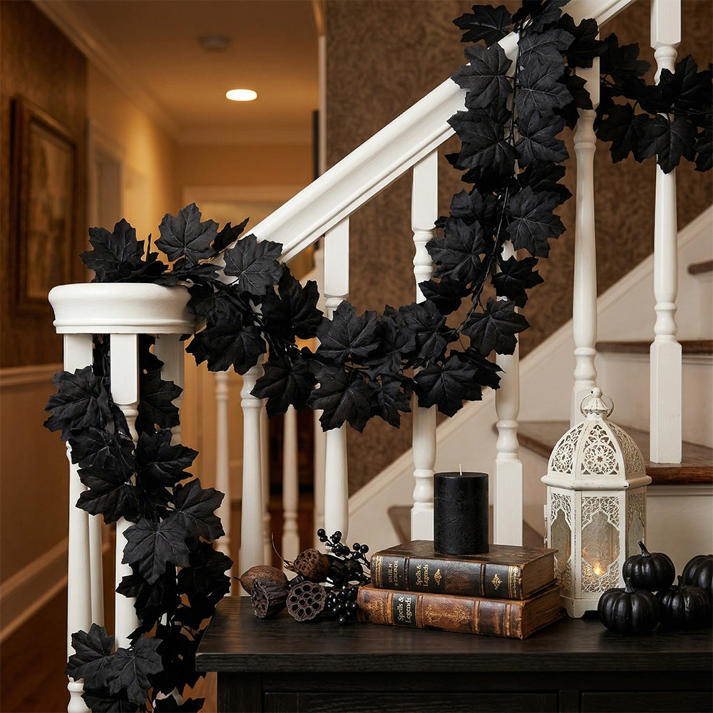 Künstliche schwarze Ahornblätter Ranken, 100cm, 180cm, 200cm, langlebig und realistisch, ideal für Hochzeiten, Dekoration, Einzelhandel, Cafés