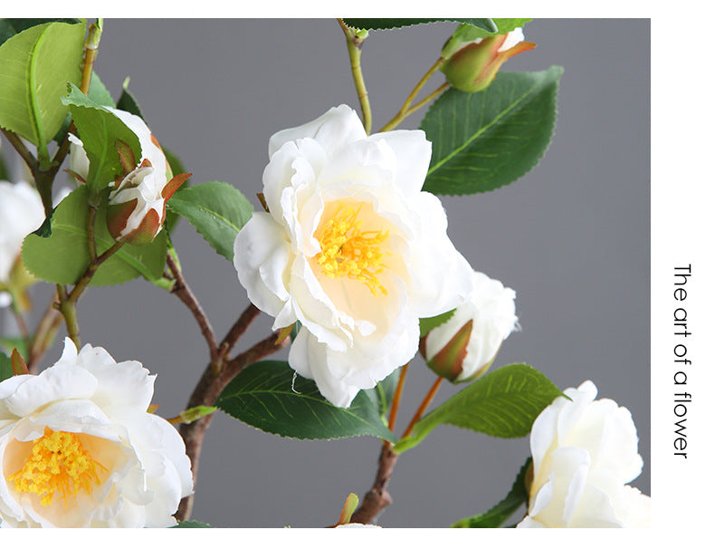 Künstliche 52cm Camellia Blume, Realistische Seidenblume, Hochwertige Deko für Hochzeit, Café, Einzelhandel, Romantisches Ambiente