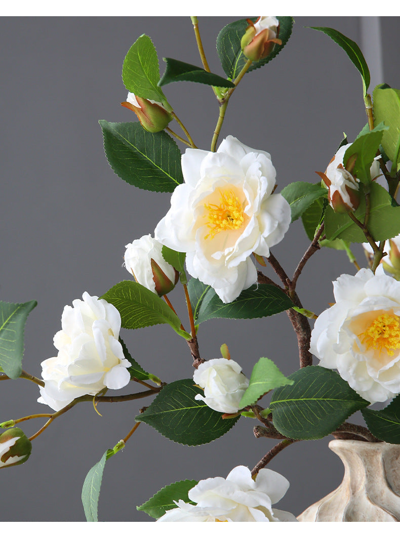 Künstliche 52cm Camellia Blume, Realistische Seidenblume, Hochwertige Deko für Hochzeit, Café, Einzelhandel, Romantisches Ambiente