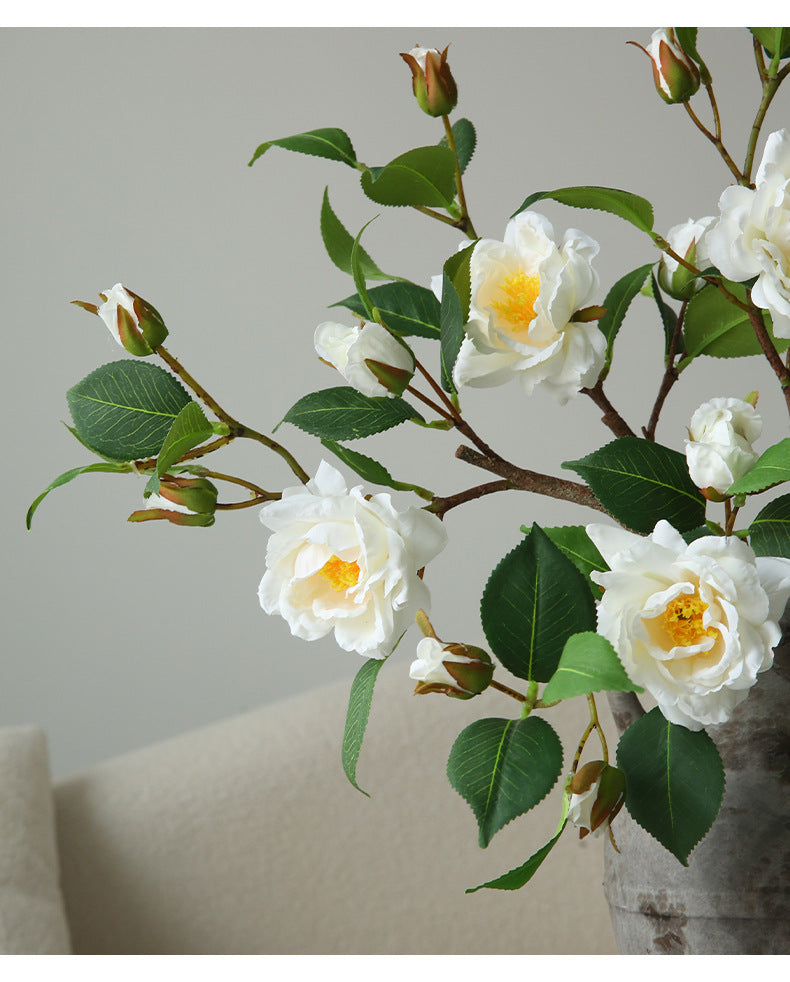 Künstliche 52cm Camellia Blume, Realistische Seidenblume, Hochwertige Deko für Hochzeit, Café, Einzelhandel, Romantisches Ambiente