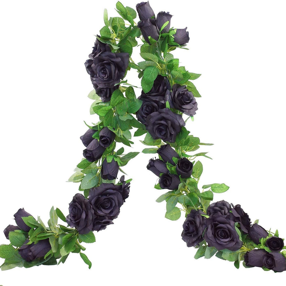 2m Kunstrosen-Ranken, realistische schwarze Rosen, Hochzeitsdekoration, saisonale Festtagsdekoration, Innen- und Außenbereich