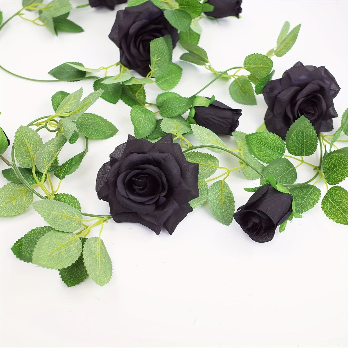 2m Kunstrosen-Ranken, realistische schwarze Rosen, Hochzeitsdekoration, saisonale Festtagsdekoration, Innen- und Außenbereich