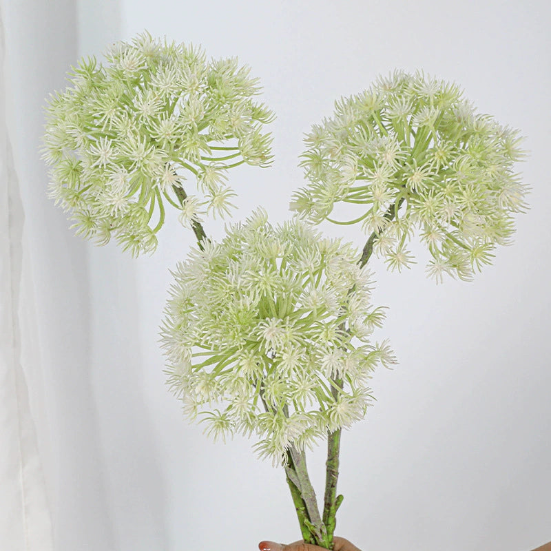 Künstliche Pusteblume 47 cm, Allium Kunstblume beflockt, täuschend echt für Vase, Dekoration, Hochzeit, Floristik | Zierlauch in Rosa & Weiß