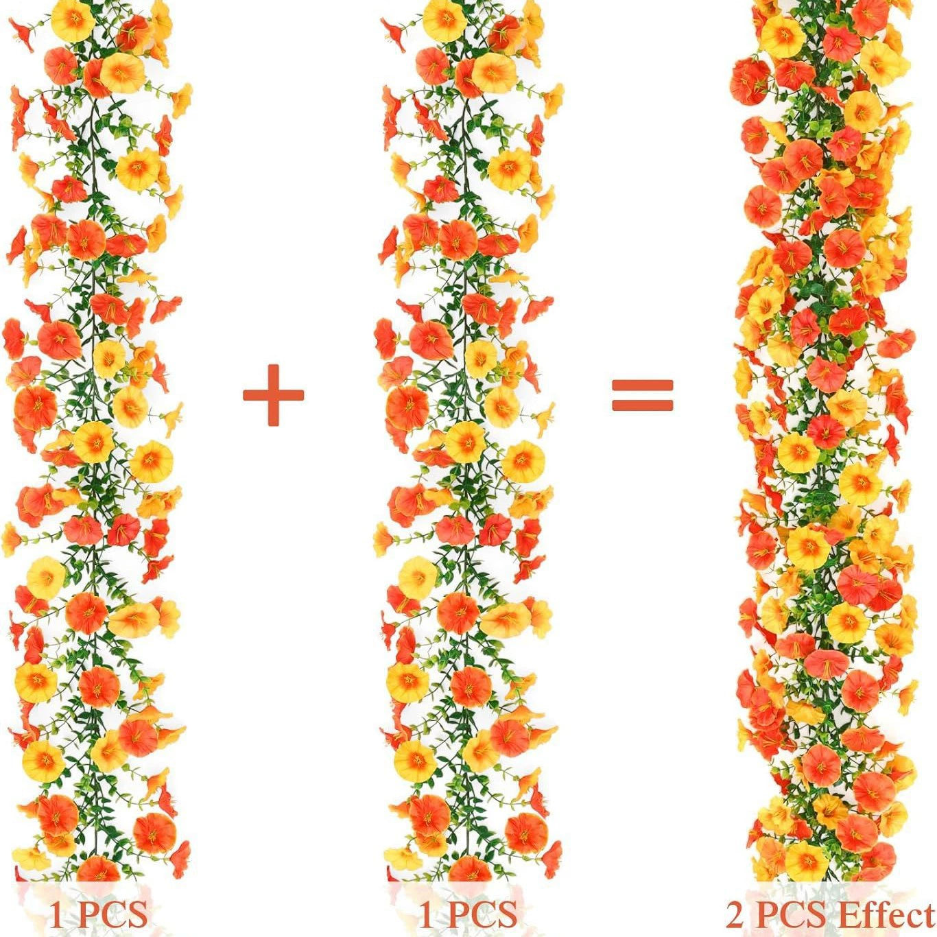 Künstliche Prunkwinden Ranke 2er-Set, 180cm Eukalyptus Girlande, Täuschend Echte Hängepflanze für Deko, Hochzeit, Gastronomie, Herbst