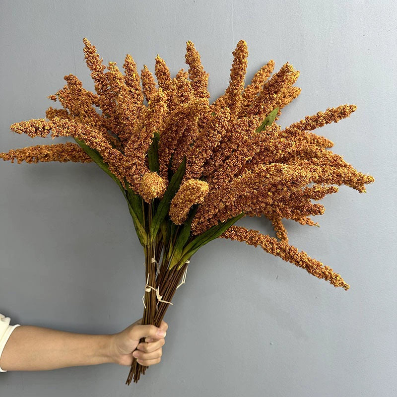 Künstliche Getreideähren 53cm, realistische Deko in Orange, Grün, Gelb, ideal für Hochzeiten, Cafés, Einzelhandel