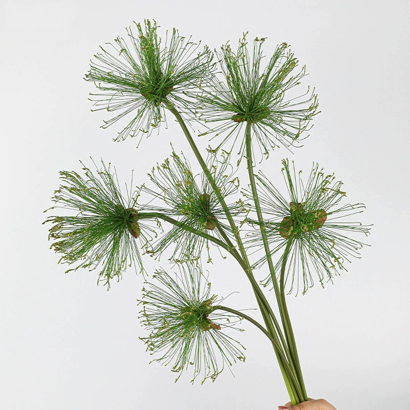Künstliches Papyrus Ziergras (63/82cm), realistischer Allium Deko-Zweig, Kunstpflanze für Bodenvase, Hochzeit, Event & langlebige Raumdeko