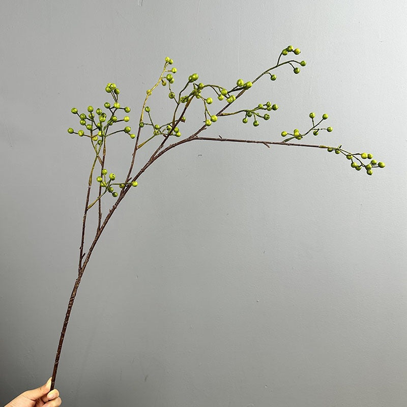 Künstlicher Beerenzweig 115 cm, Täuschend Echter Dekozweig mit Herbstbeeren, Lange Kunstblume für Hohe Vasen, Hochzeit, Floristik & Raumdeko