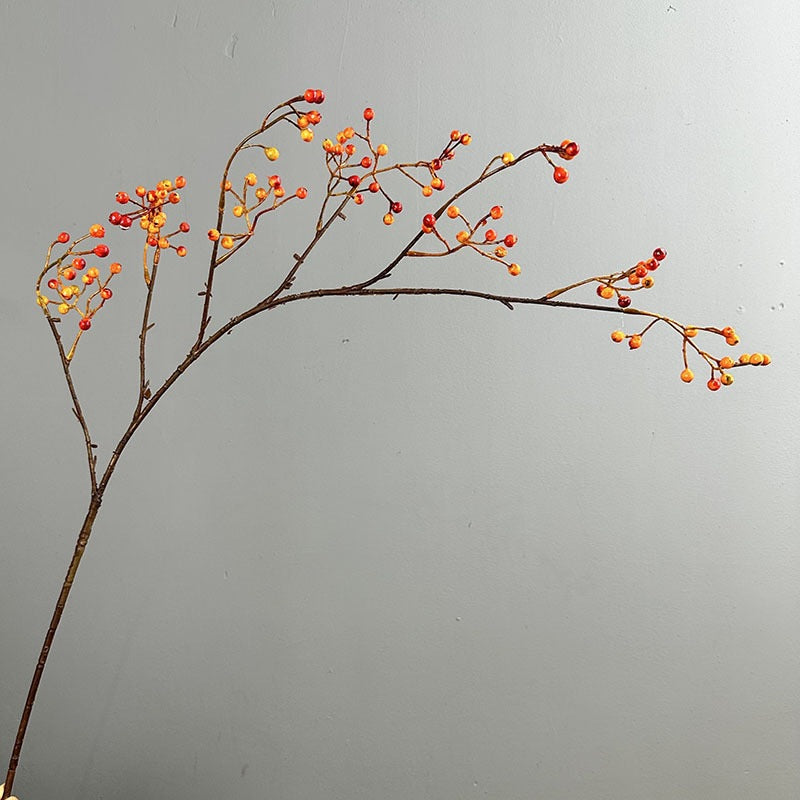 Künstlicher Beerenzweig 115 cm, Täuschend Echter Dekozweig mit Herbstbeeren, Lange Kunstblume für Hohe Vasen, Hochzeit, Floristik & Raumdeko